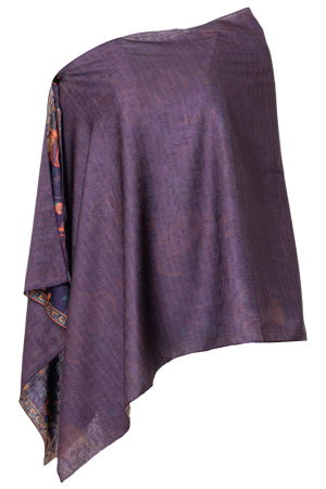 Esarfa dreptunghiulara cu doua fete, din matase, cu imprimeu floral pe fond mov inchis [1]