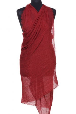 Eșarfe din Vâscoză - Esarfa dreptunghiulara tip pareo cu aspect creponat din vascoza, visinie