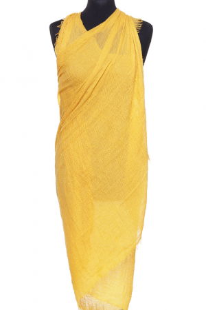 Eșarfe din Vâscoză - Esarfa dreptunghiulara tip pareo cu aspect creponat din vascoza, galben mustar