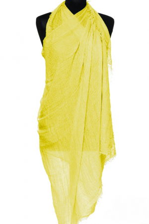 Eșarfe din Vâscoză - Esarfa dreptunghiulara tip pareo cu aspect creponat din vascoza, galben papadie