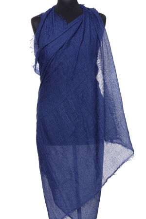 Eșarfe din Vâscoză - Esarfa dreptunghiulara tip pareo cu aspect creponat din vascoza, bleumarin