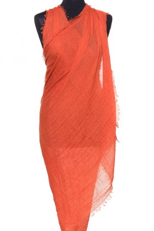 Eșarfe din Vâscoză - Esarfa dreptunghiulara tip pareo cu aspect creponat din vascoza, caramizie