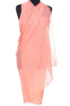 Accesorii de Plajă - Esarfa dreptunghiulara tip pareo cu aspect creponat din vascoza, roz somon