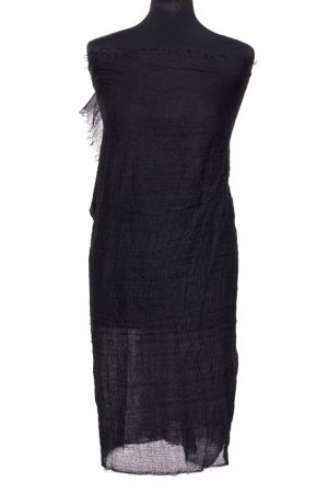 Esarfa dreptunghiulara tip pareo cu aspect creponat din vascoza, neagra [1]