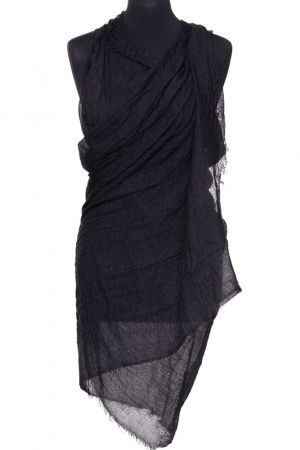 Eșarfe din Vâscoză - Esarfa dreptunghiulara tip pareo cu aspect creponat din vascoza, neagra