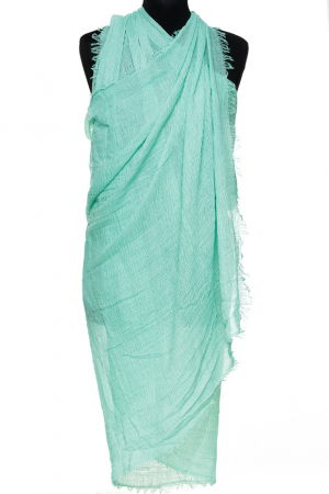Esarfa dreptunghiulara tip pareo cu aspect creponat din vascoza, verde menta