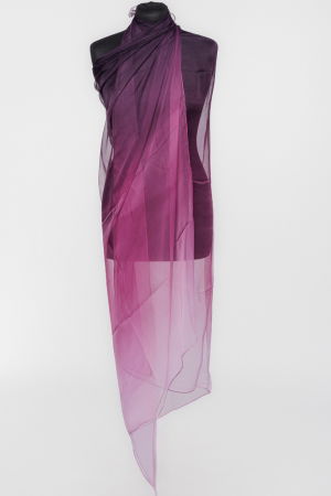 Eșarfe din Mătase - Esarfa dreptunghiulara tip pareo, cu nuante de mov si lila in degrade