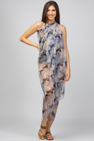 ACCESORII DAMĂ - Esarfa dreptunghiulara tip pareo, Silk Feeling, cu model tip Escher Pattern