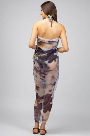 Esarfa dreptunghiulara tip pareo, Silk Feeling, cu nuante de galben si violet [1]