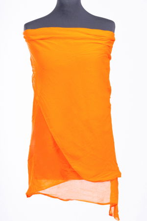 Eșarfe din Mătase - Esarfa portocalie, dreptunghiulara si colturi alungite, din bumbac si matase