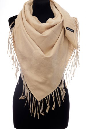 Eșarfe tip Cashmere - Esarfa bej patrata din material gros tip cashmere