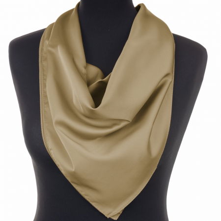 Eșarfe din Mătase - Esarfa kaki, patrata, din amestec de matase si poliester