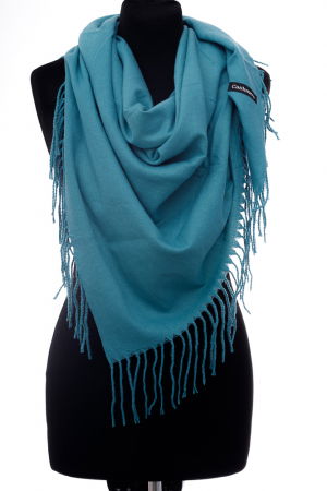 Eșarfe tip Cashmere - Esarfa turcoaz patrata din material gros tip cashmere