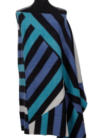 Eșarfe tip Cashmere - Esarfa mare din casmir cu dubla fata in dungi cu nuante de albastru