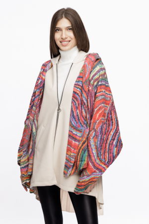 Esarfa mare plisata din casmir cu dubla fata in linii curbe multicolore [1]