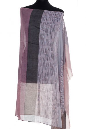 Esarfa mare dreptunghiulara tip pareo din bumbac cu dungi maron, roz, bordo si bleumarin [1]