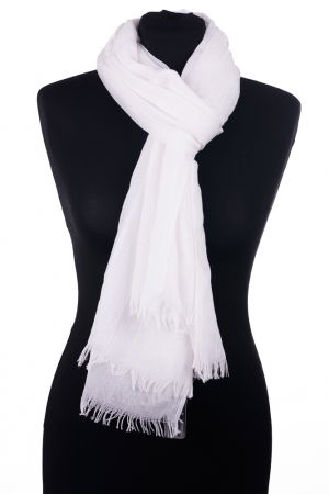 Esarfa mare dreptunghiulara tip pareo din bumbac usor creponat, alb [1]