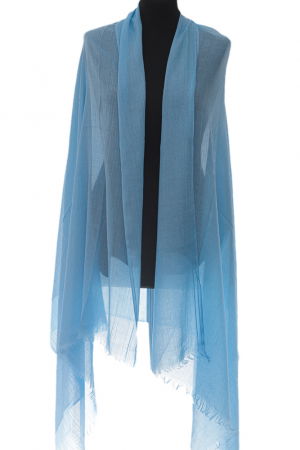 Eșarfe din Bumbac - Esarfa mare dreptunghiulara tip pareo din bumbac usor creponat, bleu
