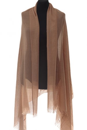 Esarfa mare dreptunghiulara tip pareo din bumbac usor creponat, camel
