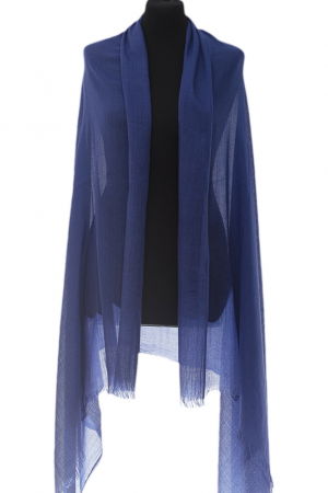 Eșarfe din Bumbac - Esarfa mare dreptunghiulara tip pareo din bumbac usor creponat, albastru