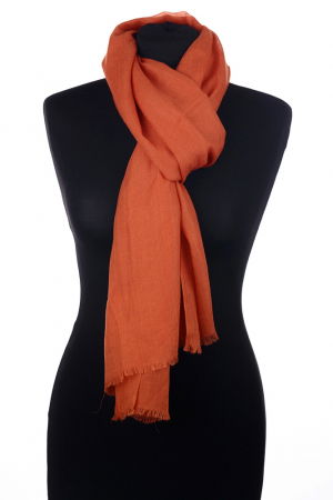 Esarfa mare dreptunghiulara tip pareo din bumbac usor creponat, caramiziu [3]