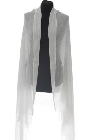 Esarfa mare dreptunghiulara tip pareo din bumbac usor creponat, alb