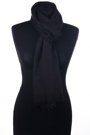 Esarfa mare dreptunghiulara tip pareo din bumbac usor creponat, negru [1]