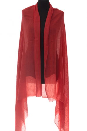 Eșarfe din Bumbac - Esarfa mare dreptunghiulara tip pareo din bumbac usor creponat, rosu