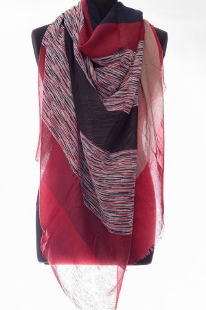 Esarfa mare dreptunghiulara tip pareo din bumbac cu dungi camel, bleumarin, rosu si kaki [1]