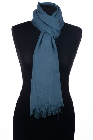 Esarfa mare dreptunghiulara tip pareo din bumbac usor creponat, turcoaz inchis [1]