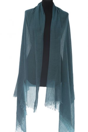 Eșarfe din Bumbac - Esarfa mare dreptunghiulara tip pareo din bumbac usor creponat, verde inchis