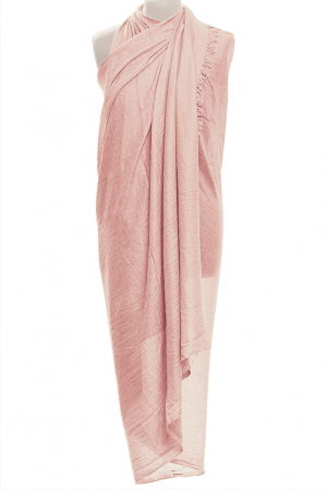 Eșarfe tip Pareo - Esarfa mare dreptunghiulara tip pareo din vascoza si casmir usor creponat, roz prafuit