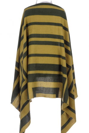 Esarfa mare tip sal cu dubla fata, imprimeu joc de linii cu galben si verde oliv [1]