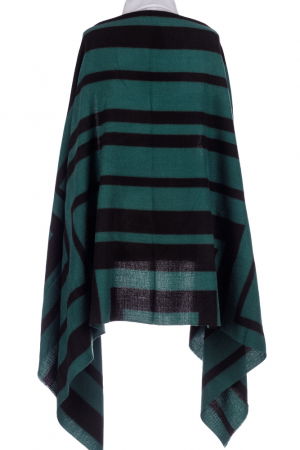 Esarfa mare tip sal cu dubla fata, imprimeu joc de linii cu negru si verde [1]