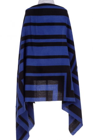 Esarfa mare tip sal cu dubla fata, imprimeu joc de linii cu negru si albastru [1]