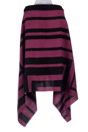 Esarfa mare tip sal cu dubla fata, imprimeu joc de linii cu negru si mov zmeura [1]