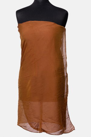 Eșarfe din Mătase - Esarfa maron, dreptunghiulara, in colturi alungite, din bumbac si matase