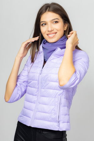 Esarfa mov, dreptunghiulara, in colturi alungite, din bumbac si matase [2]