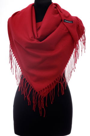 Eșarfe tip Cashmere - Esarfa rosie patrata din material gros tip cashmere