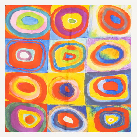 Eșarfe din Mătase - Esarfa patrata cu o singura fata imprimata cu motive geometrice, din matase