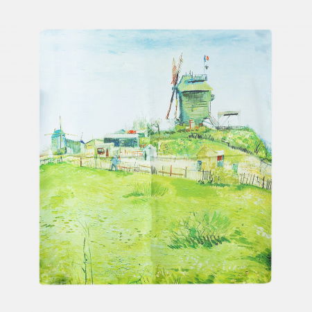 Eșarfe Pătrate - Esarfa patrata cu o singura fata imprimata cu o reproducere dupa '' Le Moulin de la Galette" de Van Gogh