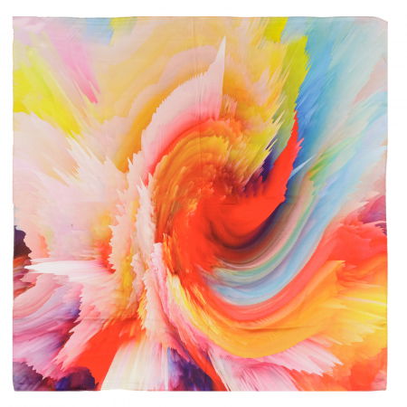 Eșarfe din Mătase - Esarfa patrata cu o singura fata cu imprimeu 3D multicolor