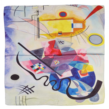 Eșarfe din Mătase - Esarfa patrata cu o singura fata cu imprimeu forme geometrice abstracte