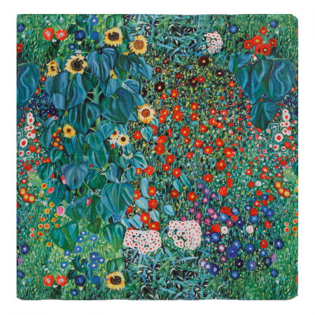 Eșarfe din Mătase - Esarfa patrata cu o singura fata, imprimeu pictural cu flori de camp