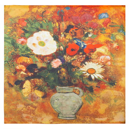 Eșarfe din Mătase - Esarfa patrata cu o singura fata imprimata, din matase si vascoza