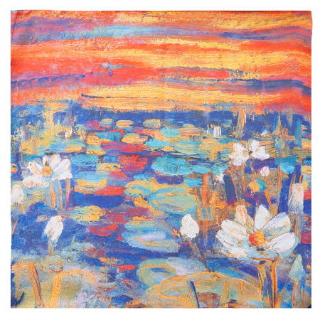 Eșarfe din Mătase - Esarfa patrata cu o singura fata imprimata, din matase si vascoza