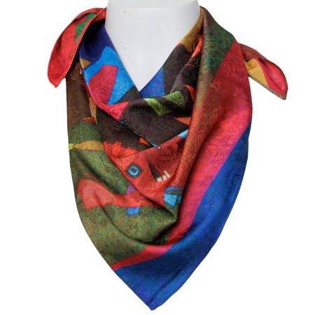 Esarfa premium din matase cu dubla fata, imprimeu in stil cubist Picasso [3]