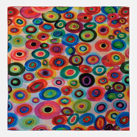Esarfa premium din matase cu dubla fata, imprimeu suprarealist multicolor dupa Kandinsky [1]