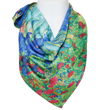 Esarfa premium din matase cu dubla fata, imprimeu cu reproducere dupa " Irisi'' - de Van Gogh [5]