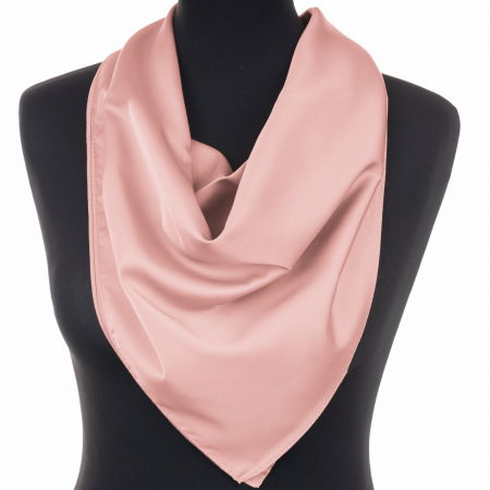 Eșarfe din Mătase - Esarfa roz prafuit, patrata, din vascoza si matase